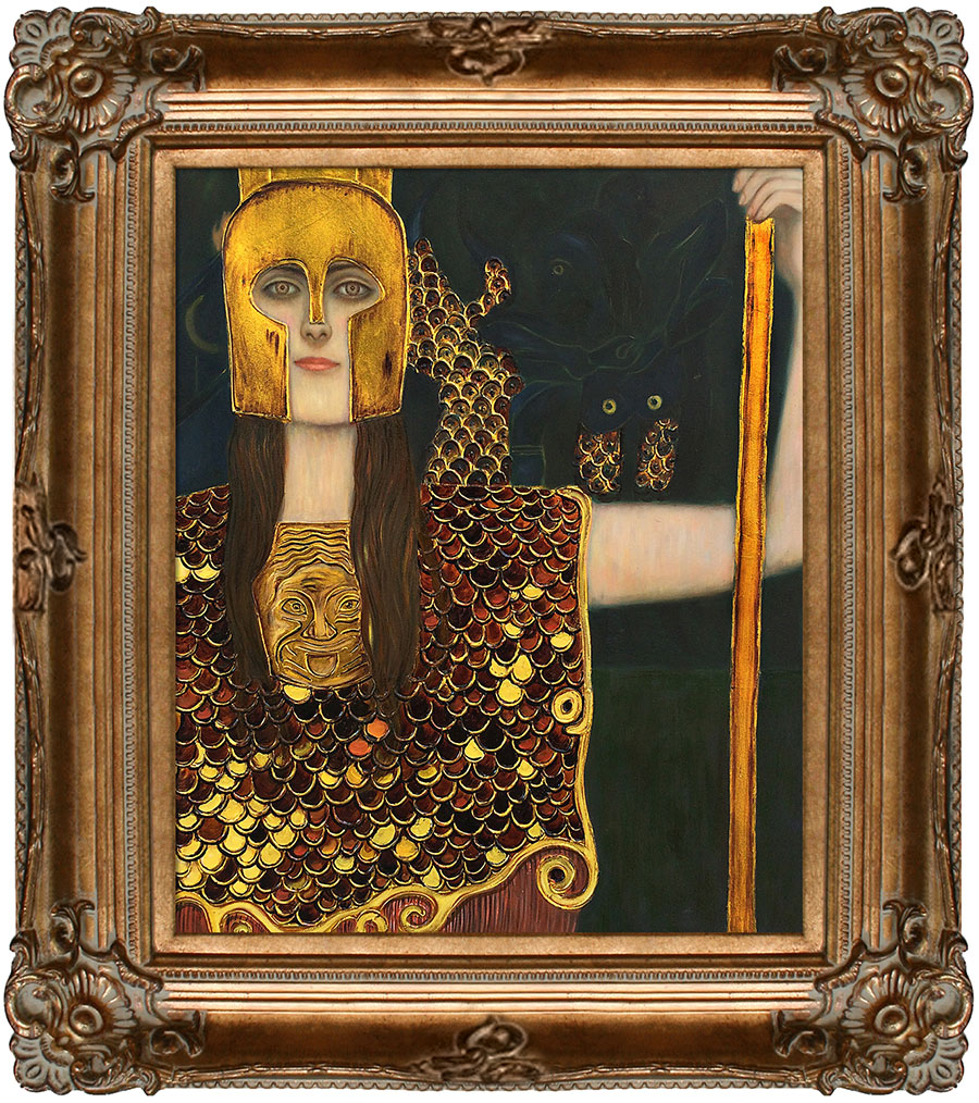 Klimt’s Pallas Athene sparkles and shines with embellished gold accents