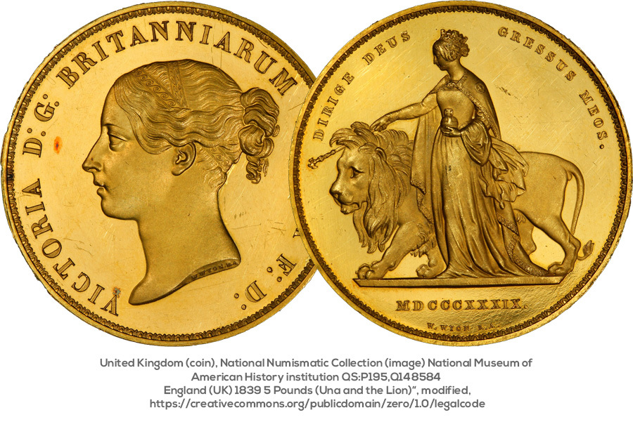 Five Pound Piece - 1893 - Una and the Lion